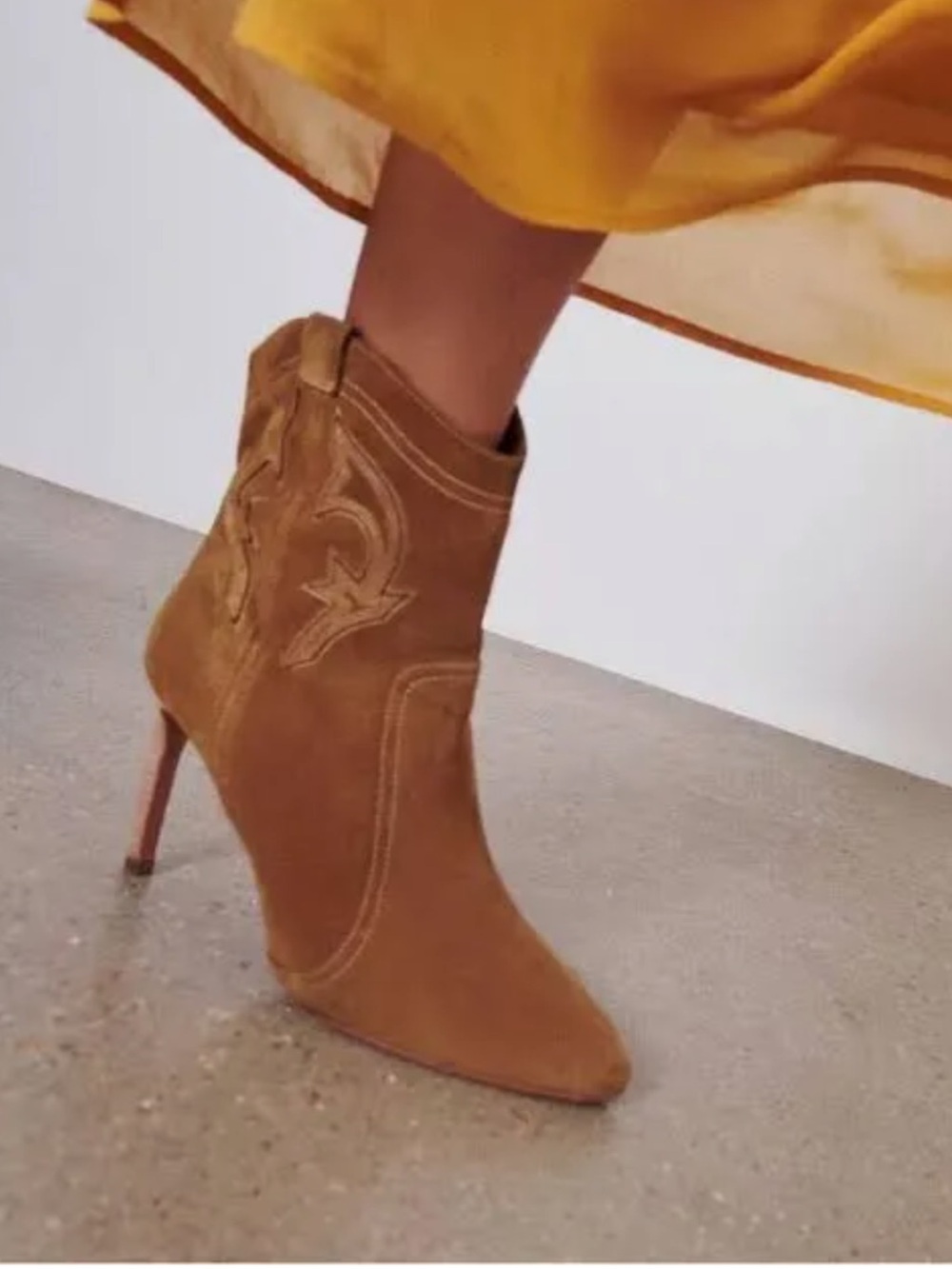 ba&sh Taupe Suede Western Stiletto Ankle Boots